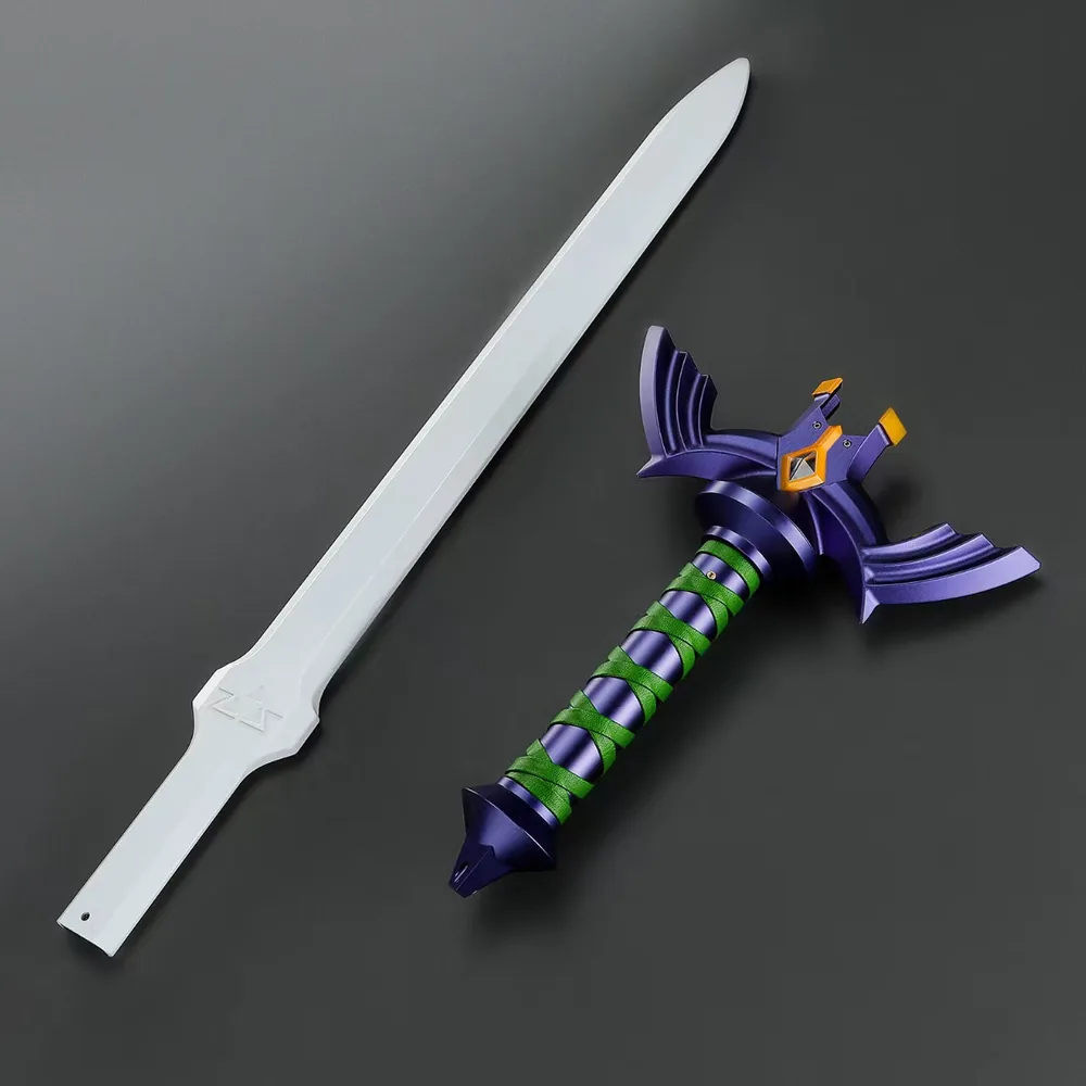 The Shadow Sealer blade detached from the hilt, showing a flat sword-profile polycarbonate blade rather than a cylindrical saber tube